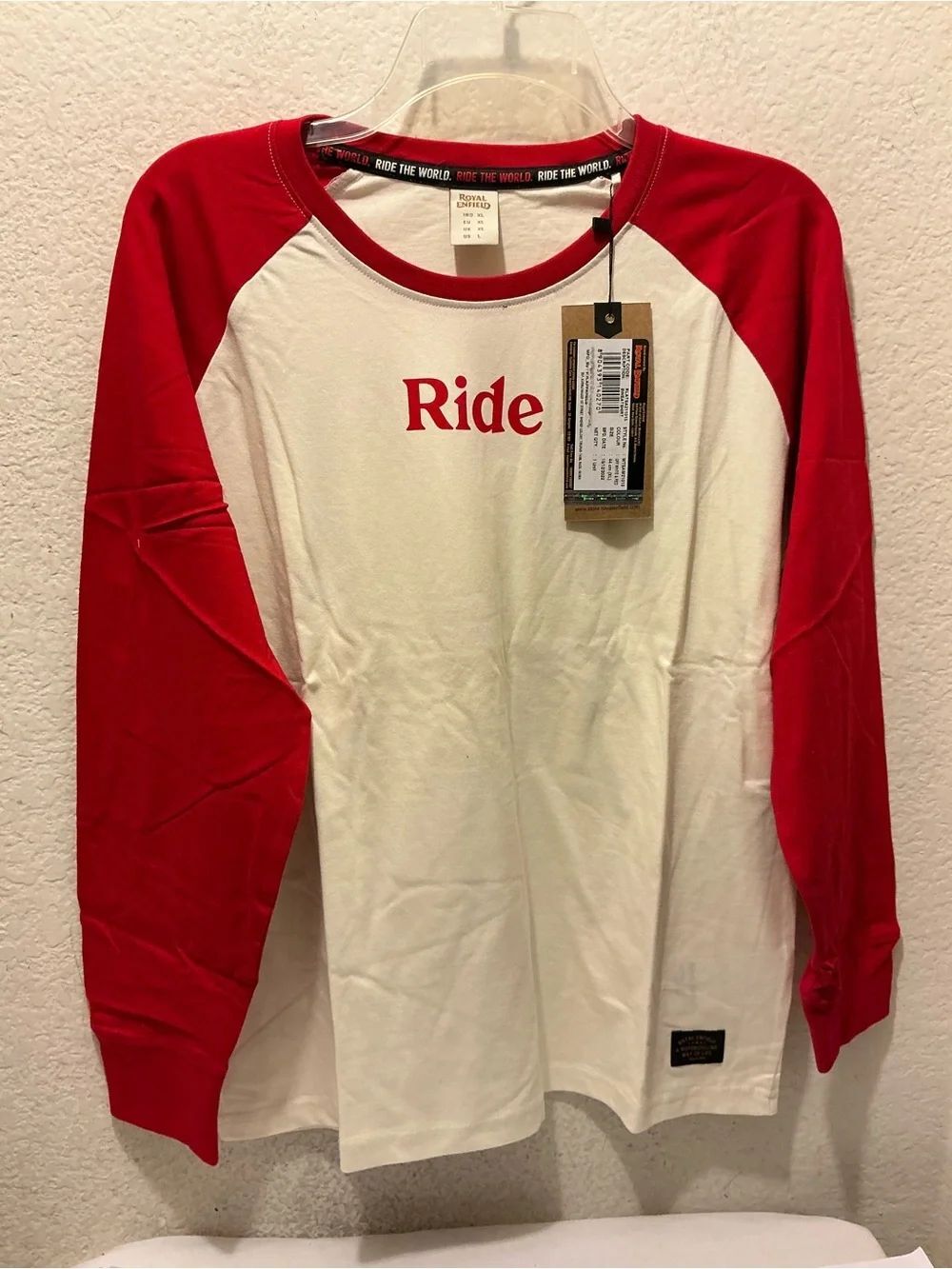 NWT Royal Enfield off White Tee with Red Graphic size L